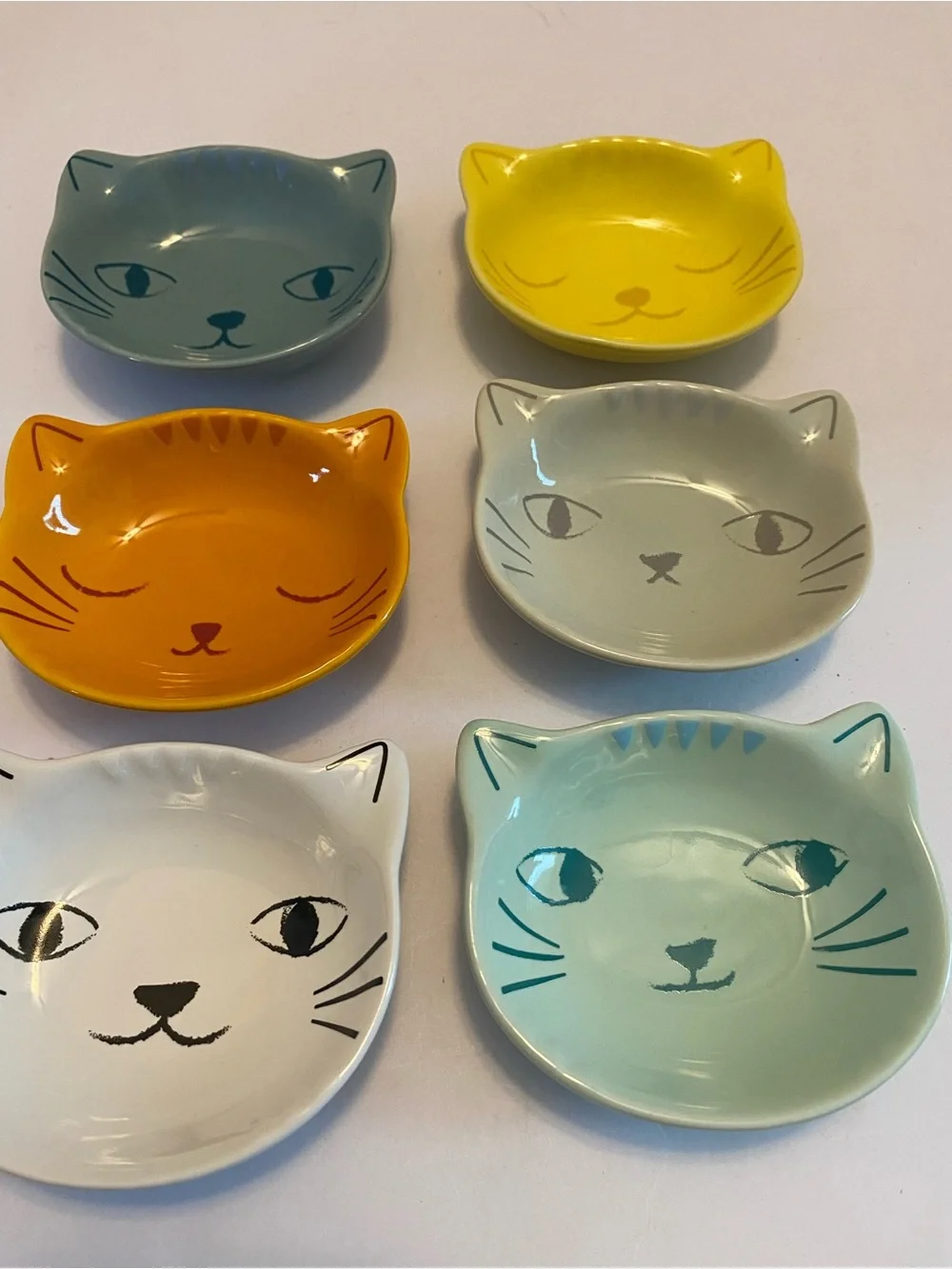 Danica Jubilee Purrfect Cat Face Pinch Bowl Set Of 6 Dishes All Different